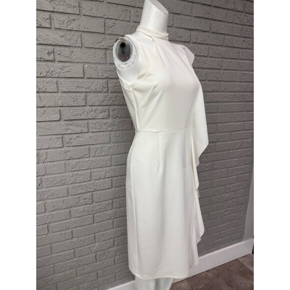 Topshop Women’s White Asymmetrical Ruffle Pencil Midi Dress Size 6 - Picture 8 of 9